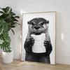 Highland Cow Otter Cat Raccoon with Toilet Paper Poster Print Canvas Painting Bathroom Wall Art Funny Toilet Humor Home Decor