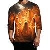 Men's Casual Halloween Print Round Neck 3/4 Sleeve T-Shirt