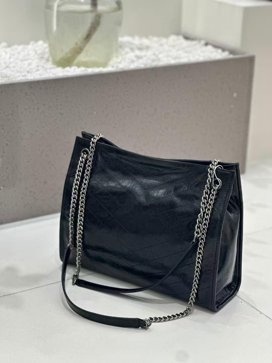 

Роскошная стеганая женская сумка-тоут из натуральной кожи - Модная сумка-хобо на цепочке большой вместимости 32x11x25 CM