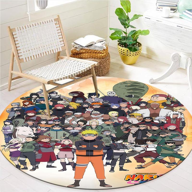 Naruto Characters Round Area Rug Carpet Rug For Living Room Bedroom Sofa Playroom Decor Nonslip Floor Mat