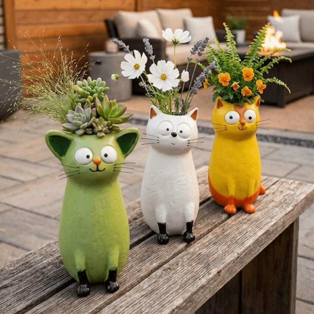 Aesthetic Whimsical Cat Vases Handmade Quirky Cat Planter Cat Bud Vase Gift for Lovers
