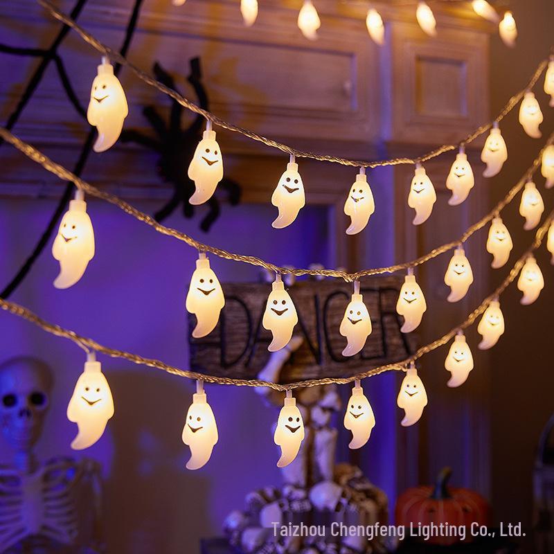 LED Halloween Pumpkin, Ghost, Bat, and Eye Fairy String Lights for Atmospheric Decoration