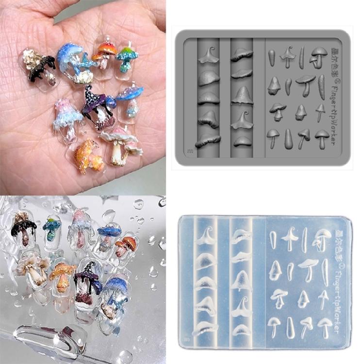 Multipurpose Nail Art Template Tool Mushroom Silicone Nail Art Mold Embossing Carving Templates for Nail Enthusiasts