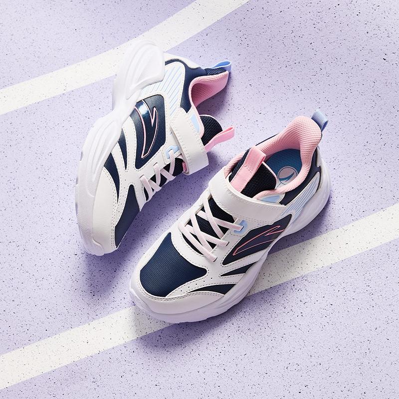 Anta Comfortable Versatile Lightweight Shock Absorbing Low Top Kids Running Shoes Kids sneaker White New-Ink-Blue Pink A22435522N-1