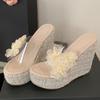 Fashion Eilyken 2025 Summer Open Toe Platform Wedges Women Slippers Fashion Flower PVC Transparent Thick Bottom High Heels Slide Shoes