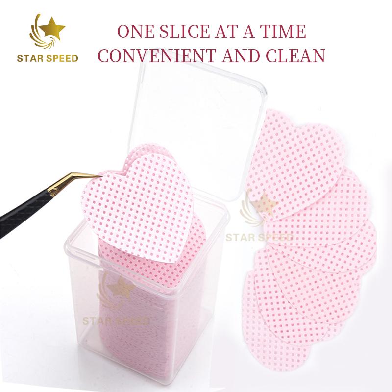 Lash Extension Lint Free Soft Pink Lash Adhesive Wipes Eyelash Glue Remover Cleaning Cotton Pad With Plastic Box Wipes