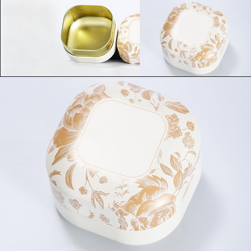 1Pieces Tea Sealed Box Kitchen Storage Container Jar Tin Square Can Candy Canister Vintage Flower Tea Box Outdoor Tableware