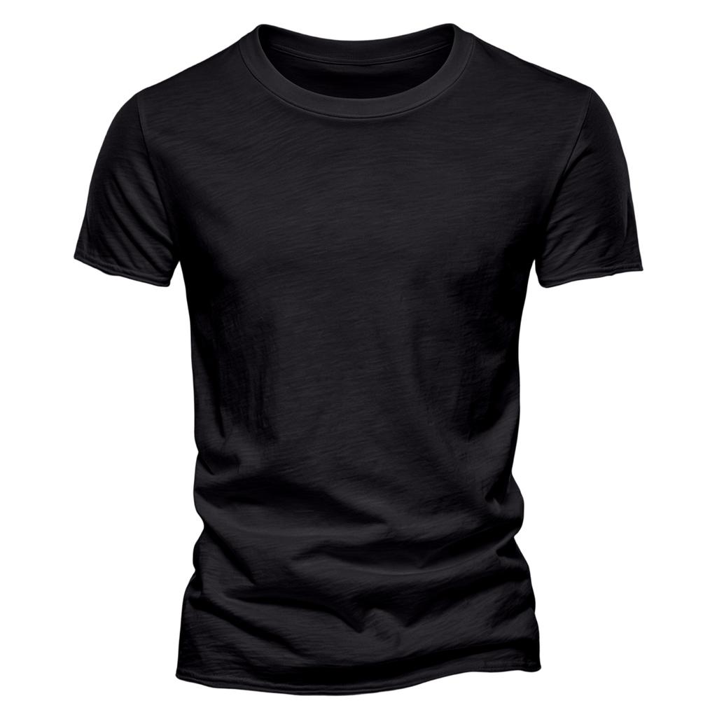 Men's Color Cotton Round Neck Short Sleeved T-shirt