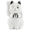 Seto Ware Right Platinum Approximately 5cm Diameter X 9cm Mini Good Luck Made In Maneki-neko (beckoning Cat) Figurine, White, Paw, Finish, Height,