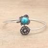Tibetan Turquoise Gemstone Silver Jewelry Cuff Bracelets 7''Adjustable