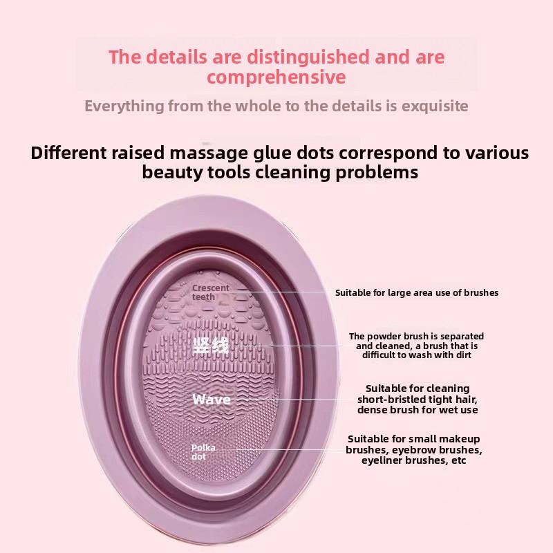 Silicone Washing Bowl Make up Brush Cleaning Box Folding Powder Puff