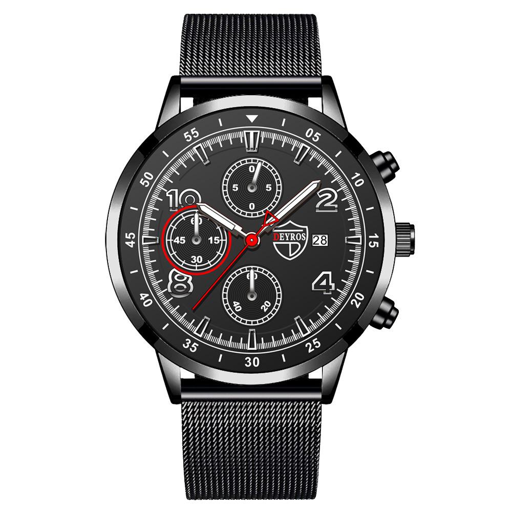 Mesh Strap Watch Men S Automatic Calendar Luminous Quartz Watch