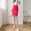 Syvent Red Tight Skirt with Plus 12F296 Women's Slits, Knee-Length, Sizes,