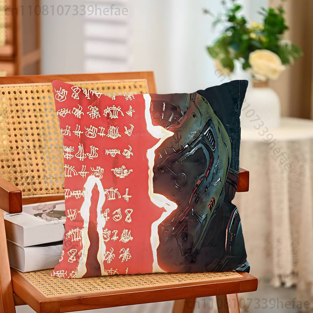DDoomslayer Game Pillow Case Plush Pillow Cases Home Decoration Pillow Cover for Sofa Bed Chair Living Room