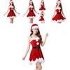 Red Velvet Women Christmas Costume With Soft Touch Santa Claus Dress And Hat