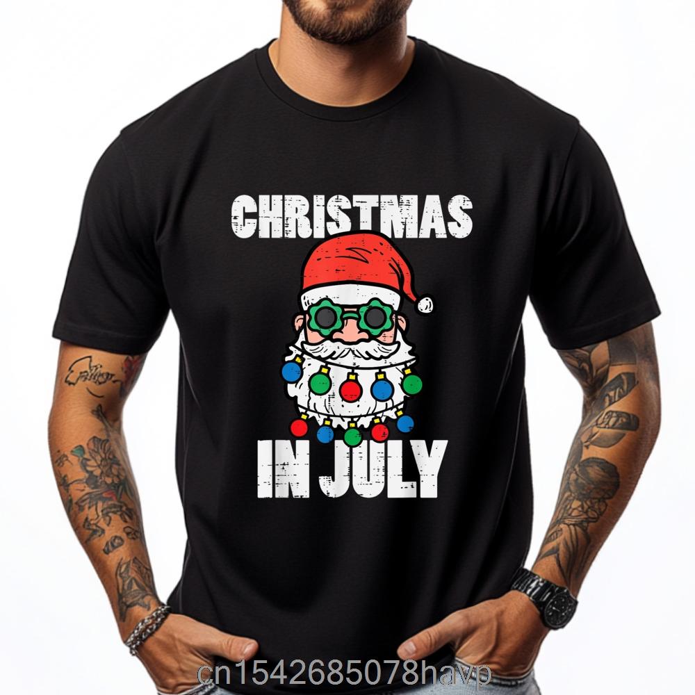 Loose Printed T-shirt Christmas In July Flamingo Trailer Summer Xmas Camp Camper Graphic Tees Casual Wear