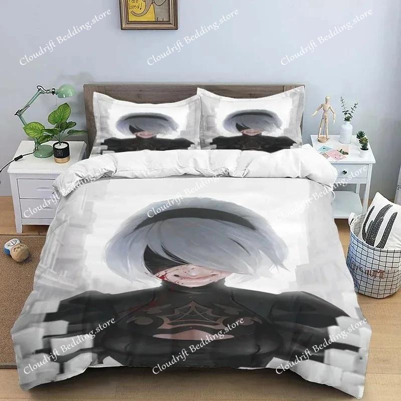 Comic Nier Art Print Three Piece Bedding Set Fashion Article Children or Adults for Beds Quilt Covers Pillowcases Bedding Set
