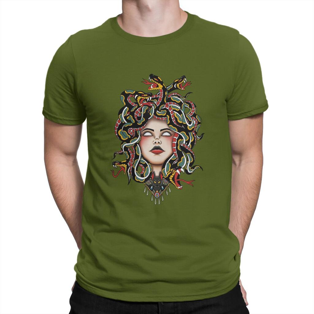 Medusa Old School Fitted Scoop Men T Shirts Medusa Funny Tees Short Sleeve O Neck T-Shirt Cotton Gift Idea Tops