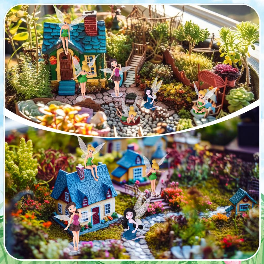 12 Pcs Set Miniature Fairies Figurines Accessories, Planter Pot Hanger Decorations Fairies Flower Pot Plastic Fairy Garden Figur