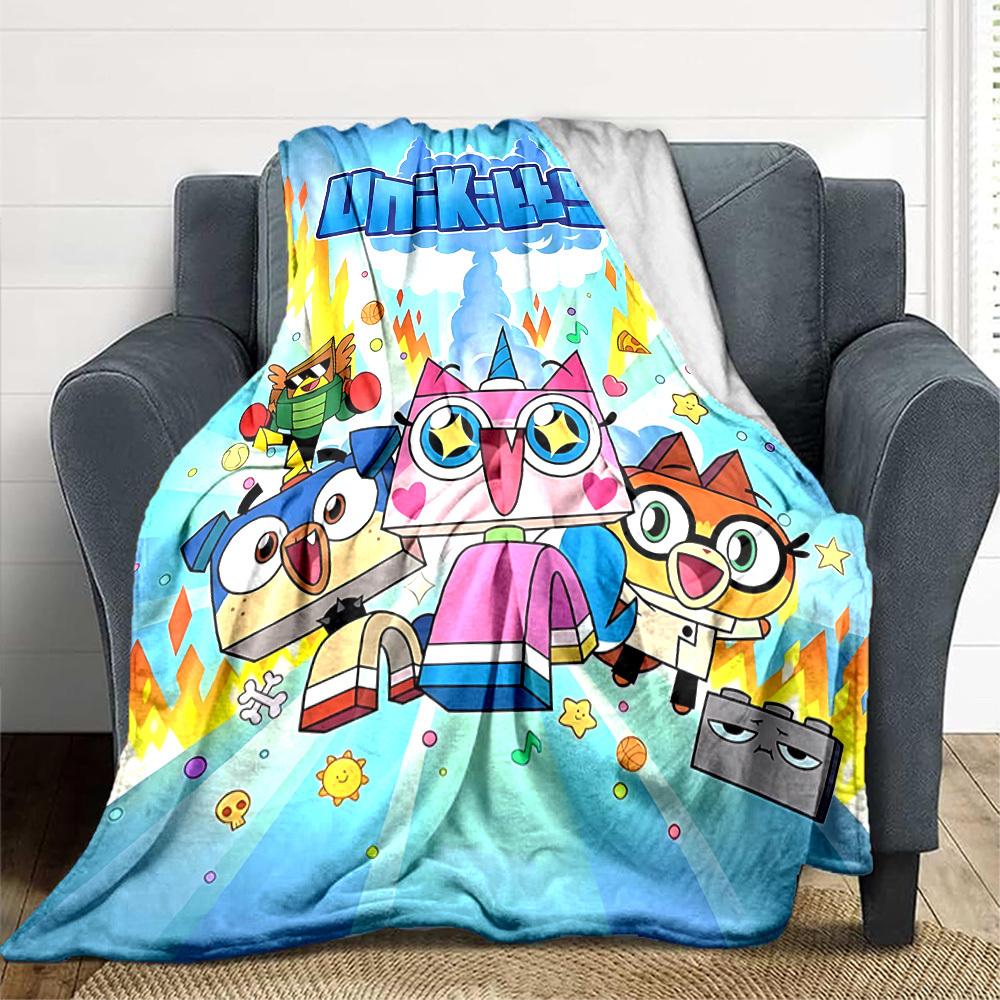 1pc Unikitty Characters Cozy Print Blanket Lightweight Warm Flannel Throw Blanket For Sofa, Bed, Living Room