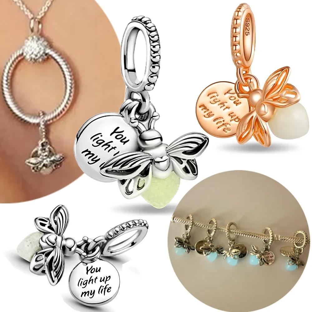Charm Bead Charms Copper Authentic Sparkling Luminous Firefly Pendant Compatible With Womens Bracelets Necklaces Diy Bead Making Jewellery Gift