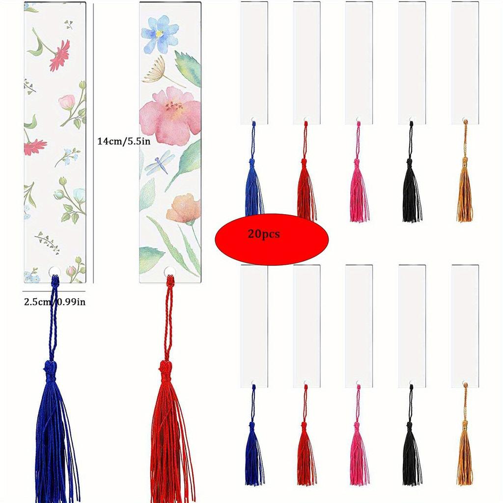 1 Set DIY Acryl Lesezeichen Rohlinge Bunte Quasten Lesezeichen zum Basteln und Beschriften Schmuckherstellungszubehör