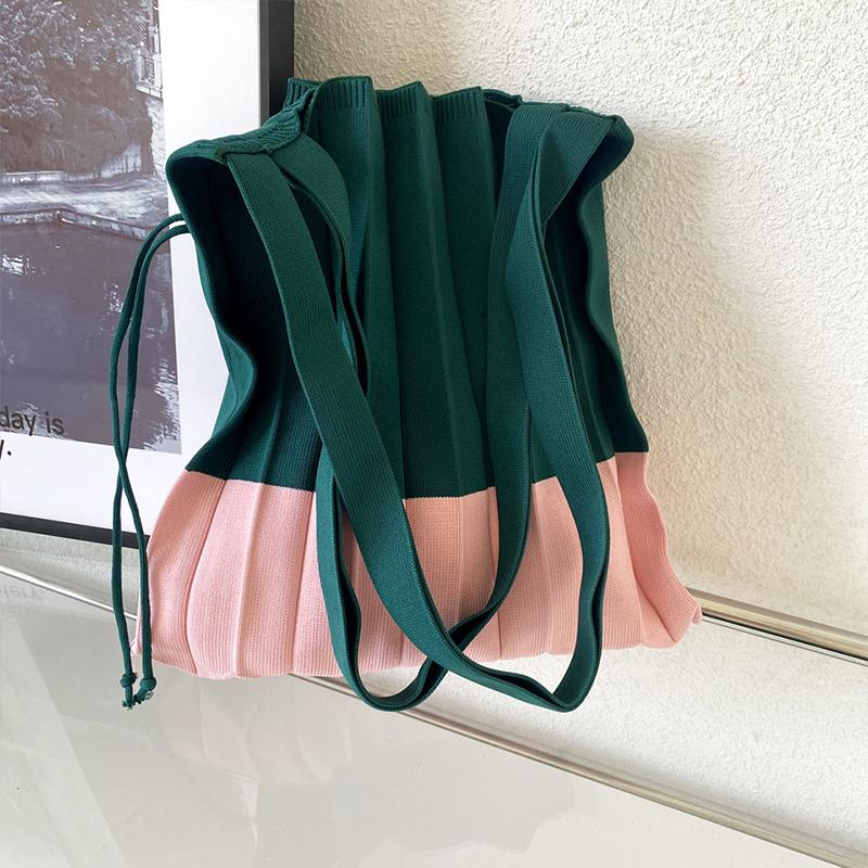 Сумка кроссбоди с мятой складкой, складная, вязаная, для мобильного телефона, на плечо, сумка-аккордеон зелёный