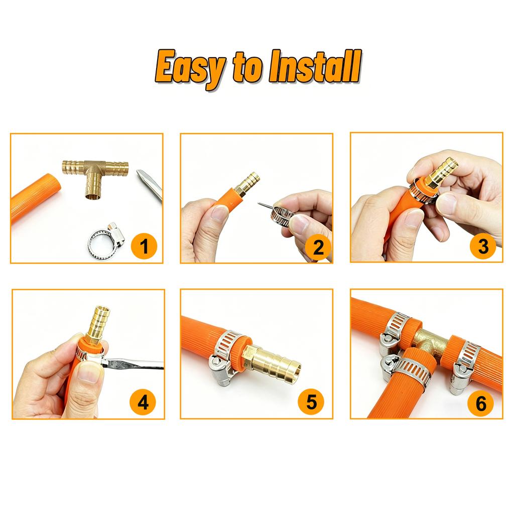 4/5/6/8/10/12/14/19mm Hose Barb Tail Tee 3 Ways Reudcing Brass Pipe Fitting Splitter Coupler Adapter Connector Water Gas Oil