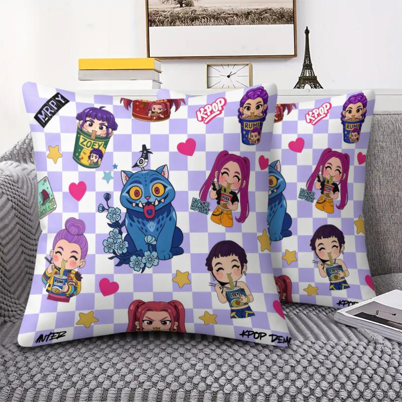 Kpop Chibi Idol Throw Pillow Decorative Cushion Hot Anime Soft Nap Pillow Zipper Closure for Sofa Bedroom Living Room Decor