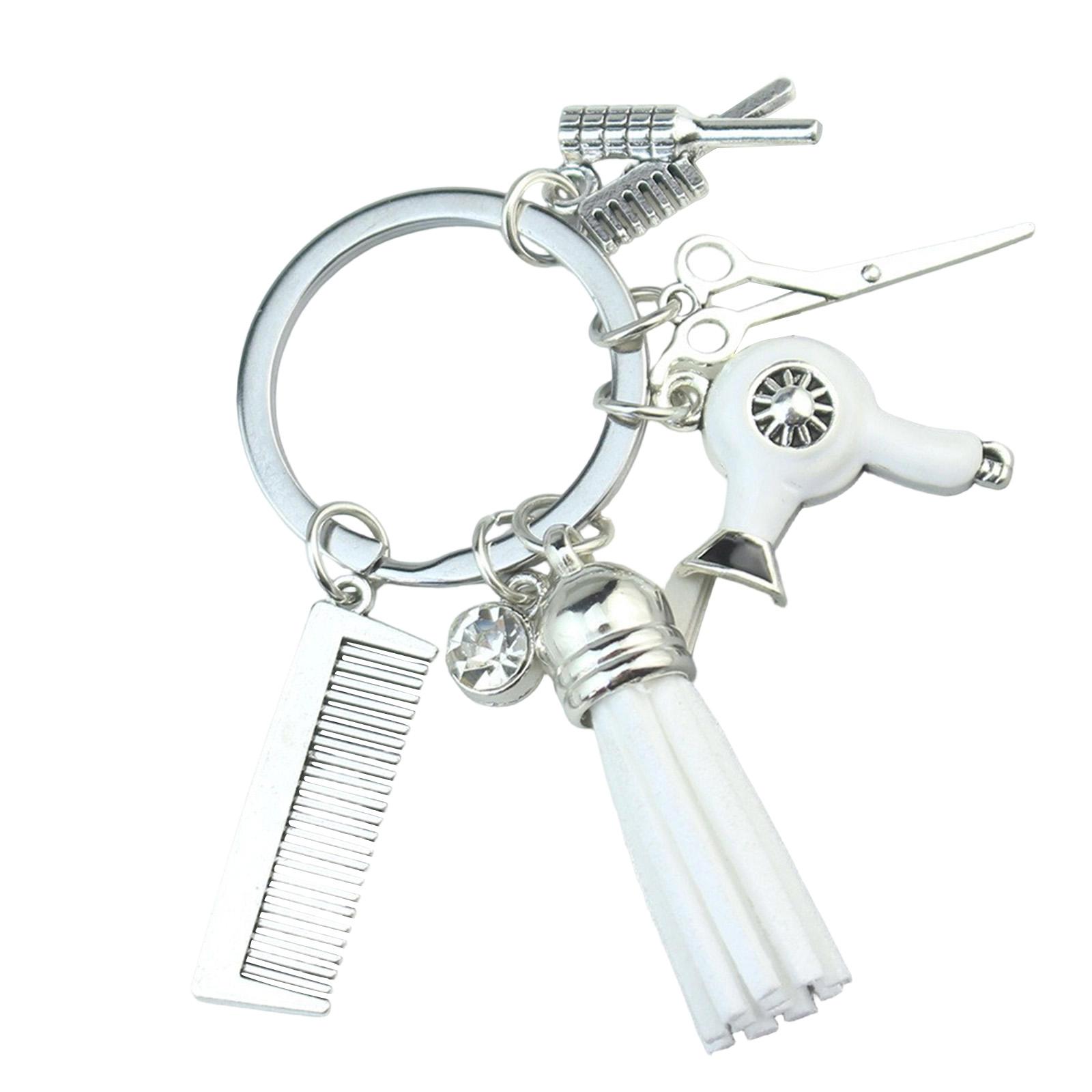 

Ножиці Фен Гребінець Китиця-брелок Аксесуари для перукаря Модний Подарунок для перукаря. One Size білий