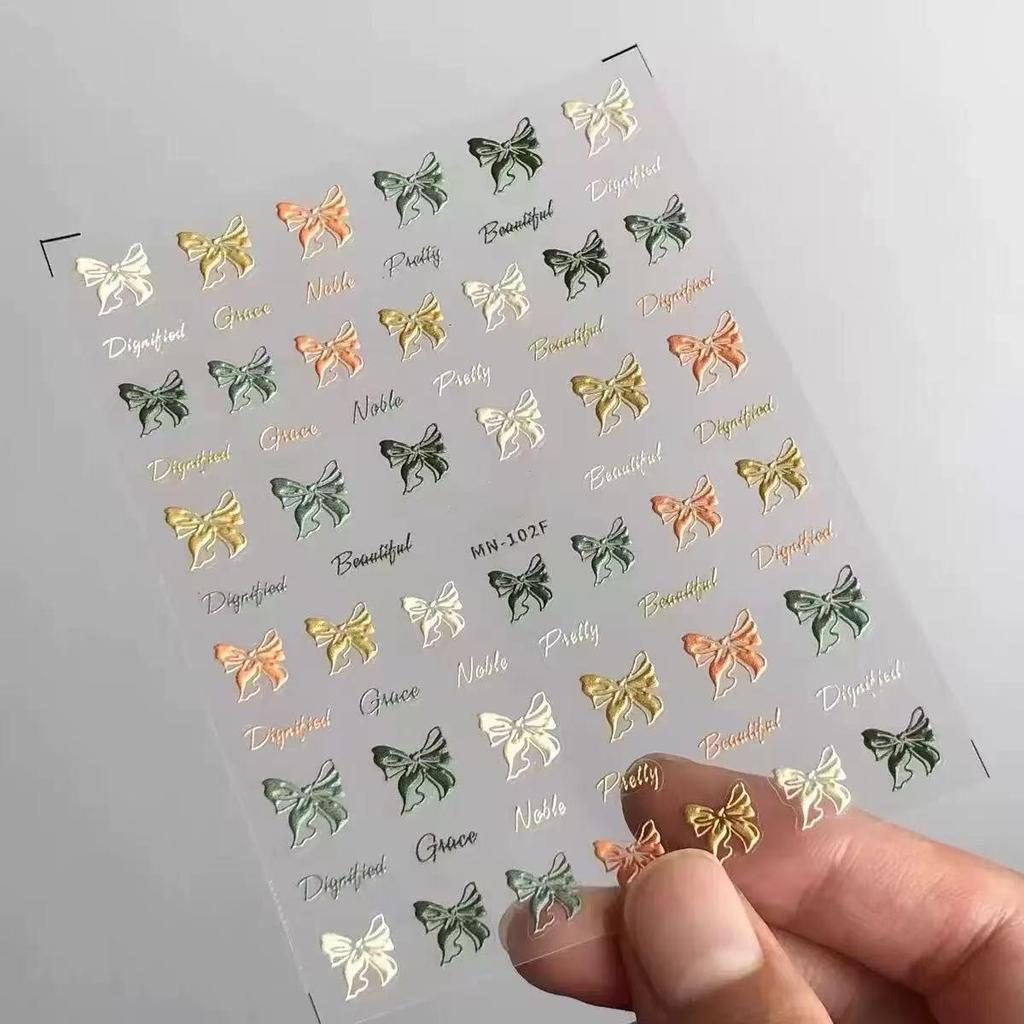 Black & White Embossed Princess Bow Nail Stickers