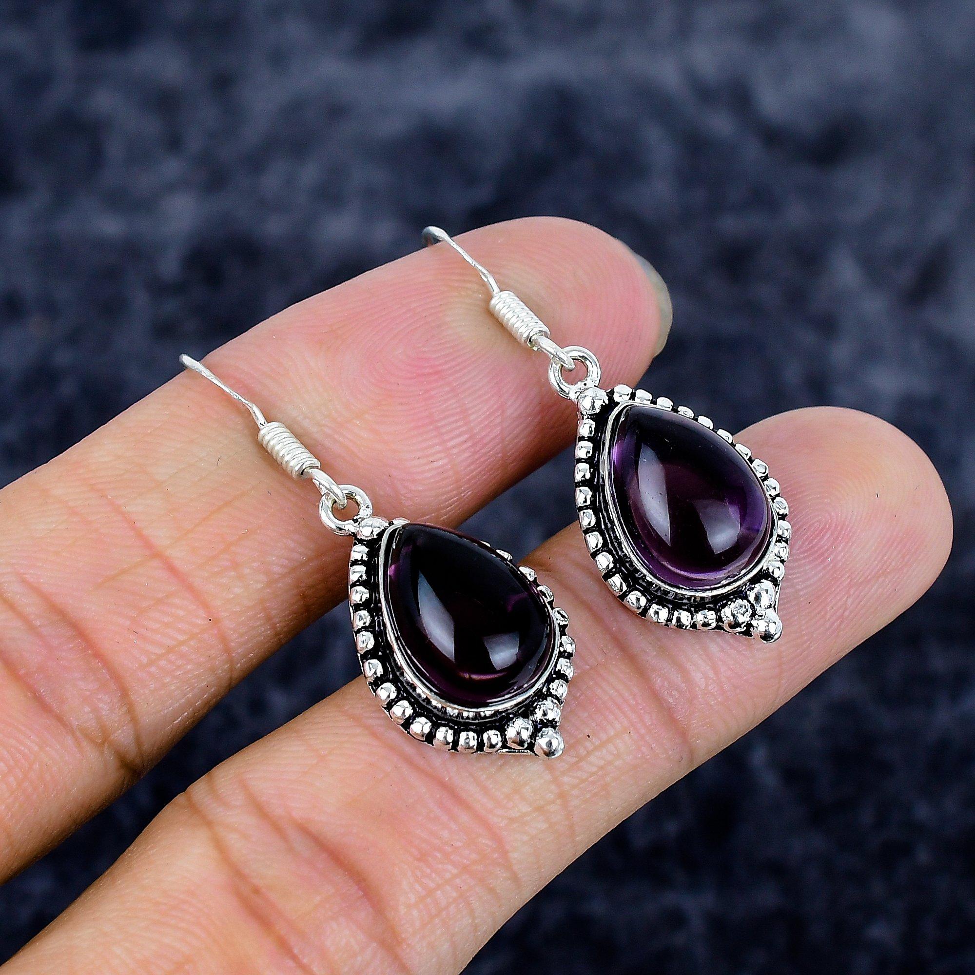 

Amethyst Gemstone Handmade 925 Sterling Silver Jewelry Earring 1.58 M-3363