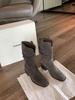 Cowhide Version Chaohui, the Same Style Has a Height Increase of 8cm, Korean Round Head V-mouth Thick Heel and Thin Stacked Short Boots, Women's Weste