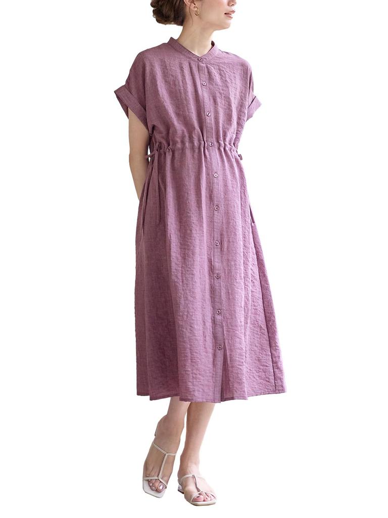 Maternity Open Front Can Be Used for a Long Time After Giving Linen Style Drost Short Sleeve One Pregnancy Purple 10307160 [ANGELIEBE] Dress, Birth,
