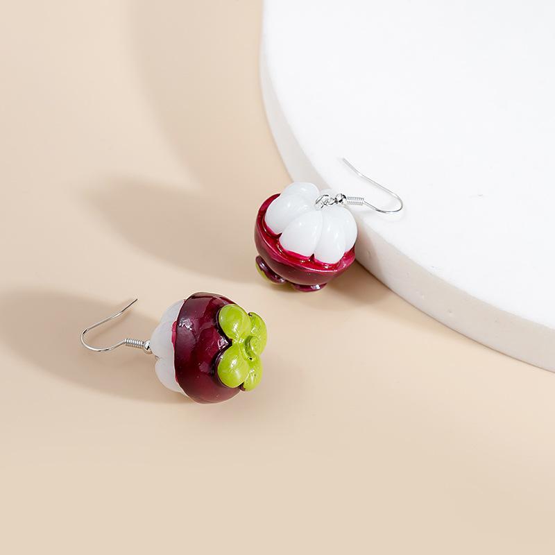 Dongdaemun Kawaii Mori Simulation Fruit Earrings, Cartoon Mangosteen Banana Lemon Potato Earrings