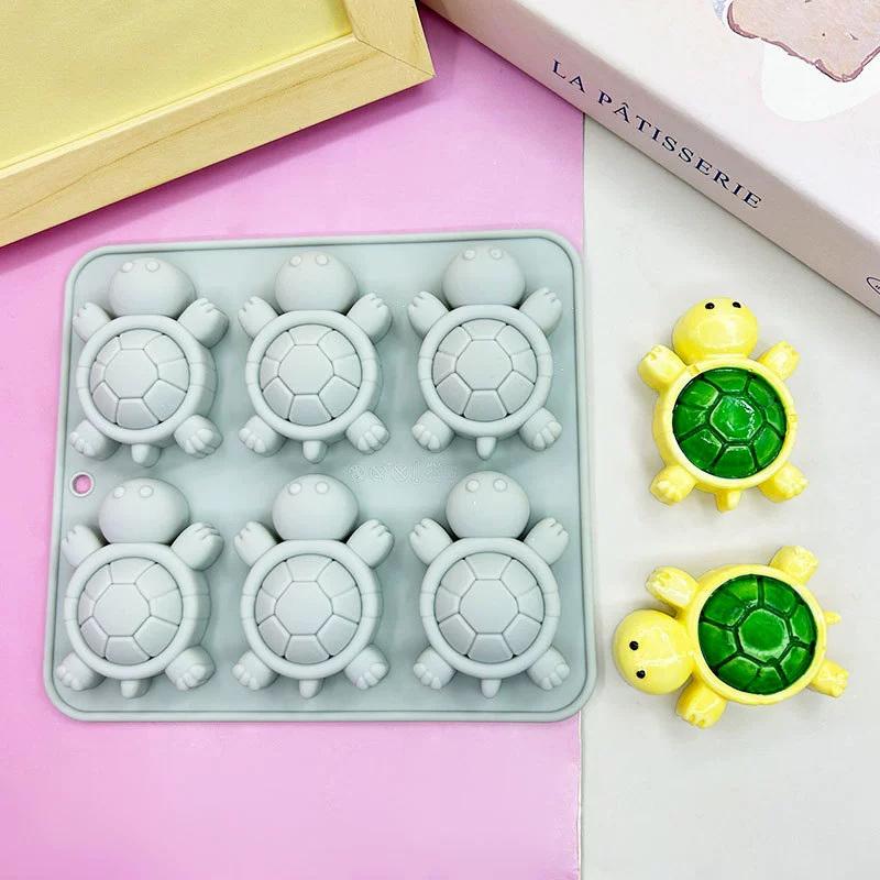 6-Håls Sköldpaddsform Silikonform Fondant Tårta Chokladform Pudding Bakverktyg Iskub Tårtdekorationstillbehör