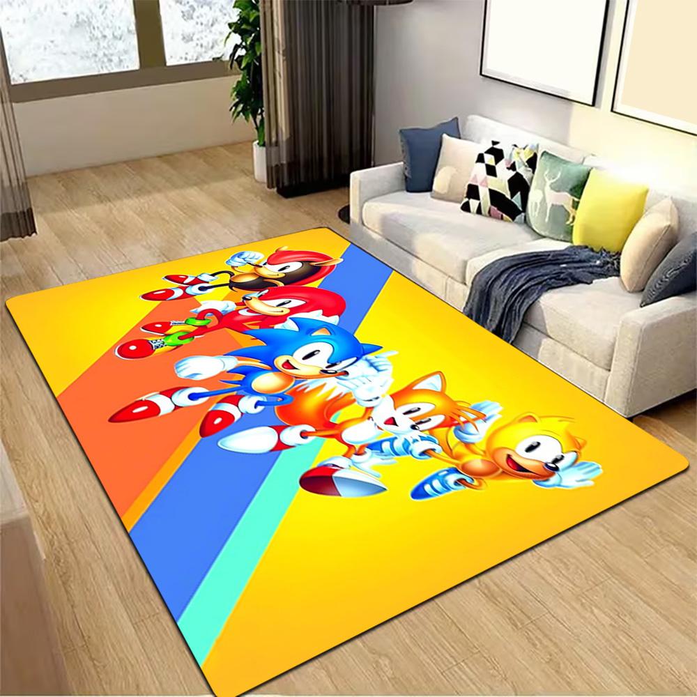 Sonic The Hedgehog Group Decoration,Carpet,Living Room,Bedroom, Non-slip,Square rug