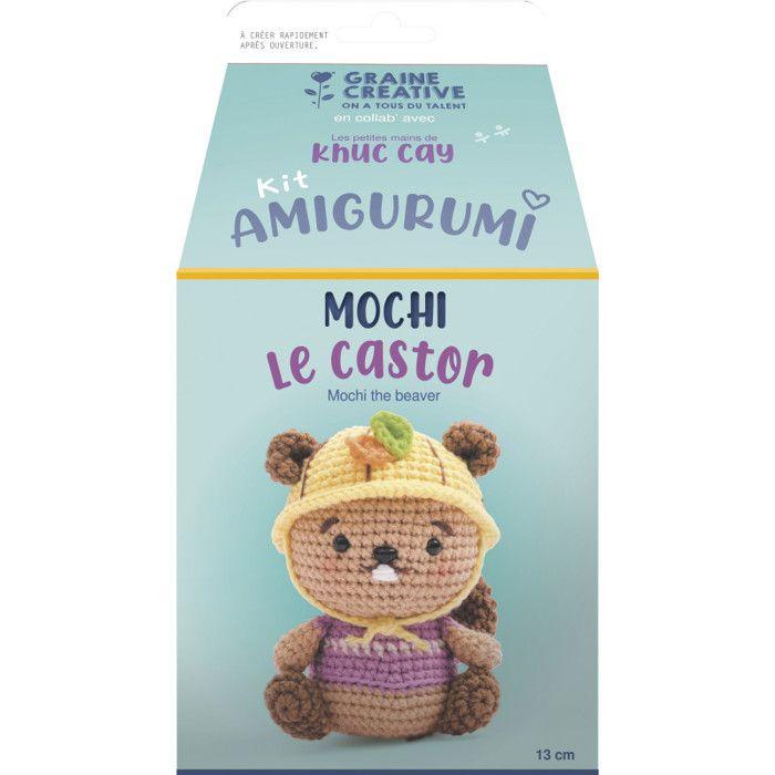 Crochet Amigurumi Kit - Graine Créative - Mochi the Beaver - 13 Cm - Easy Creation