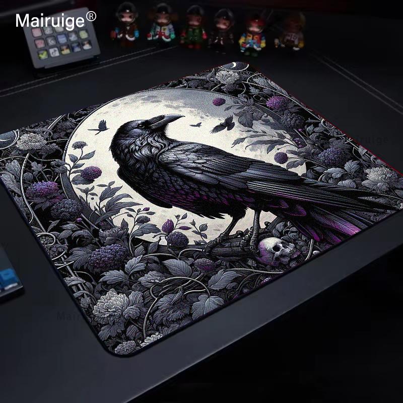 Mousepad E-Sports Mouse Pad Gothic Floral Crow Control Version Rough Surface Gaming Decor Rug Carpet for Mouse Playmat Mouse Mat