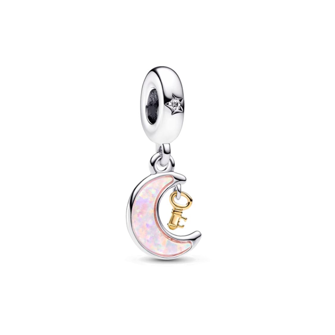 Pandora Two-Tone Moon And Key Pendant Women pendant Gold Silver 762985C01 Box