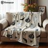 Neutral Gray Monochrome Anime Cartoon Flannel Blanket Soft Warm Throw for Bedroom Sofa Car Kids Holiday Gift