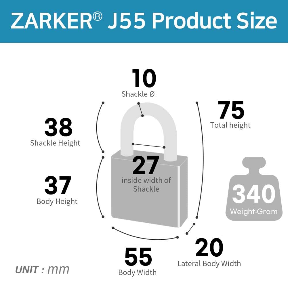 ZARKER Stainless Steel Rustproof Padlock Ideal for Container and Exterior Vehicles in Bad Weather J55, Warehouses, Warehouses,
