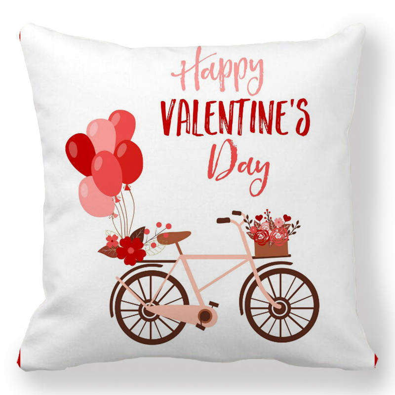 Creative Valentine's Day Happy Letters Digital printing short plush pillow covers for car sofa office cushion cover home goods