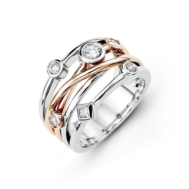 Simple Fashion Female Two Tone Eternal Infinite Love Ring Fashionable Cubic Zircon Ring Women Daily Casual Jewelry