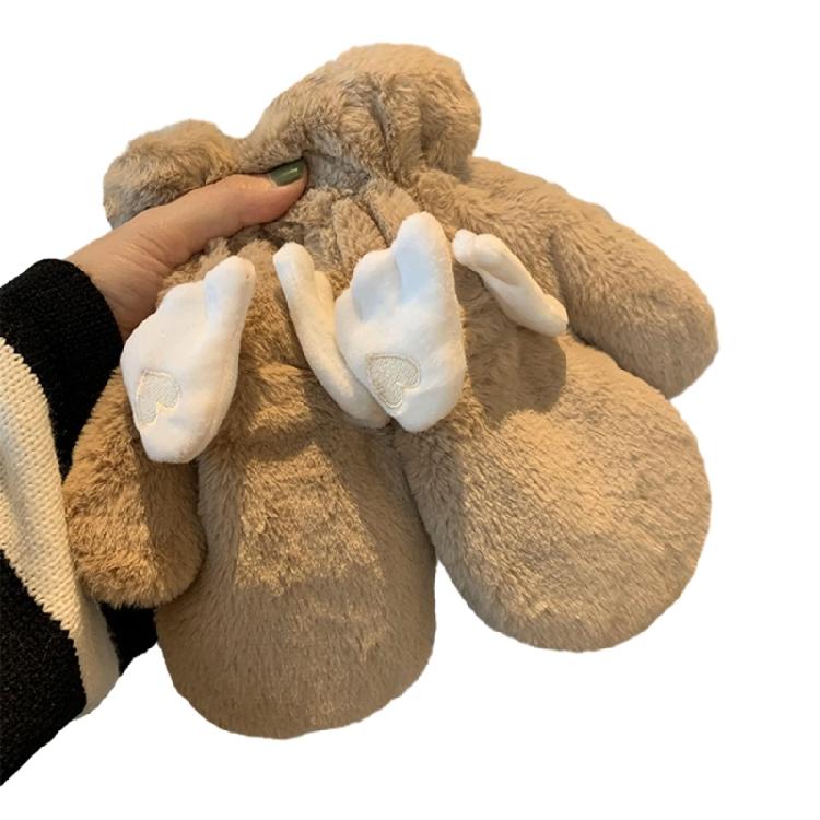 Adorkable Mittens Cute Wing Thicken Mitten Plush Gloves Mitts Cycling Gloves 1 хаки