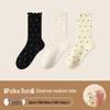 Women's Ruffle Polka Dot Scrunch Socks - Trendy Mid-Calf Cotton Ballet-Style Summer Socks