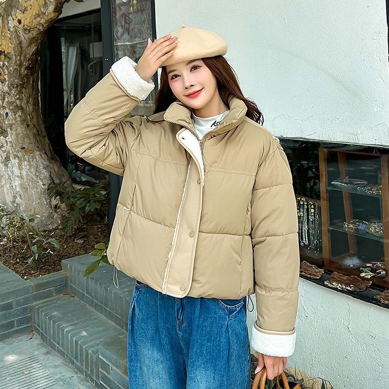 European Cuffs and Leather Lamb Wool Cotton Clothes Women's Winter New Thickened Stand-up Neck Warm Bread Clothes Jacket