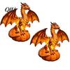 Seasonal Spooky Table Decoration Dragon Solar Garden Light, Halloween Night Resin Gothic Pumpkin Unique Gift for Lovers Statue, Medieval Fantasy