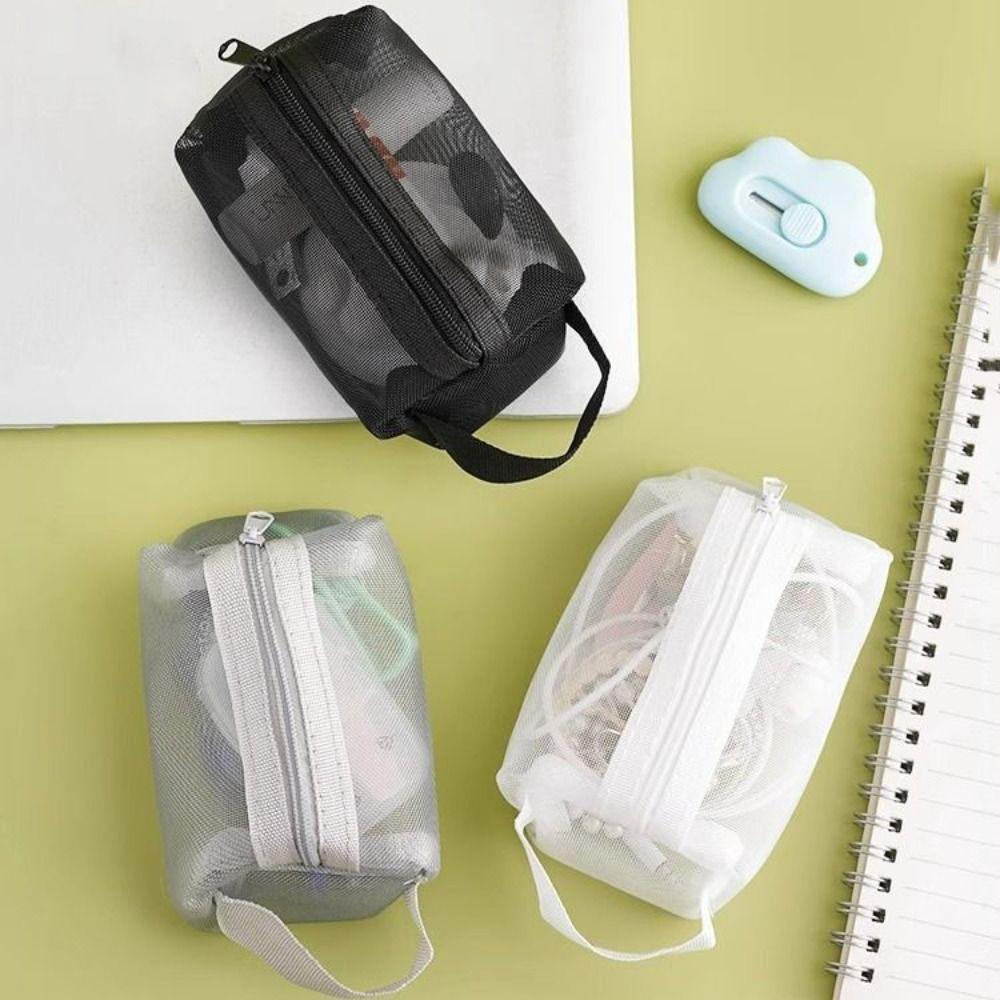 Nylon Mesh Storage Bag ID Credit Card Holder Transparent Cosmetic Bag Small Coin Purse  Travel