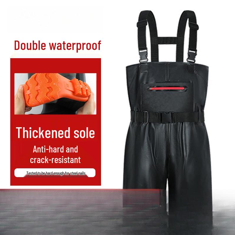 Camouflage Waterproof Wading Pants with Integrated Boots for Fishing